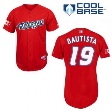 Classic Design Toronto Blue Jays 19 Jose Bautista Red Canada Day Baseball MLB Jerseys
